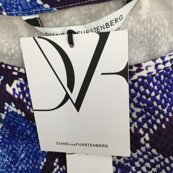 DVF Diane von Furstenberg New Della Python Pop Blue Iris dress silk snake new 6 - Picture 4 of 5